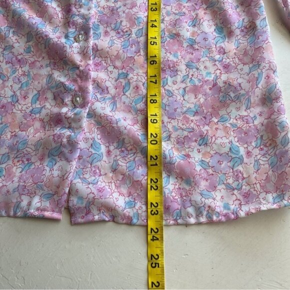 Vintage London Look Pastel Floral Blouse Size Small Coquette Soft Girl 80s Fairy - Picture 10 of 13